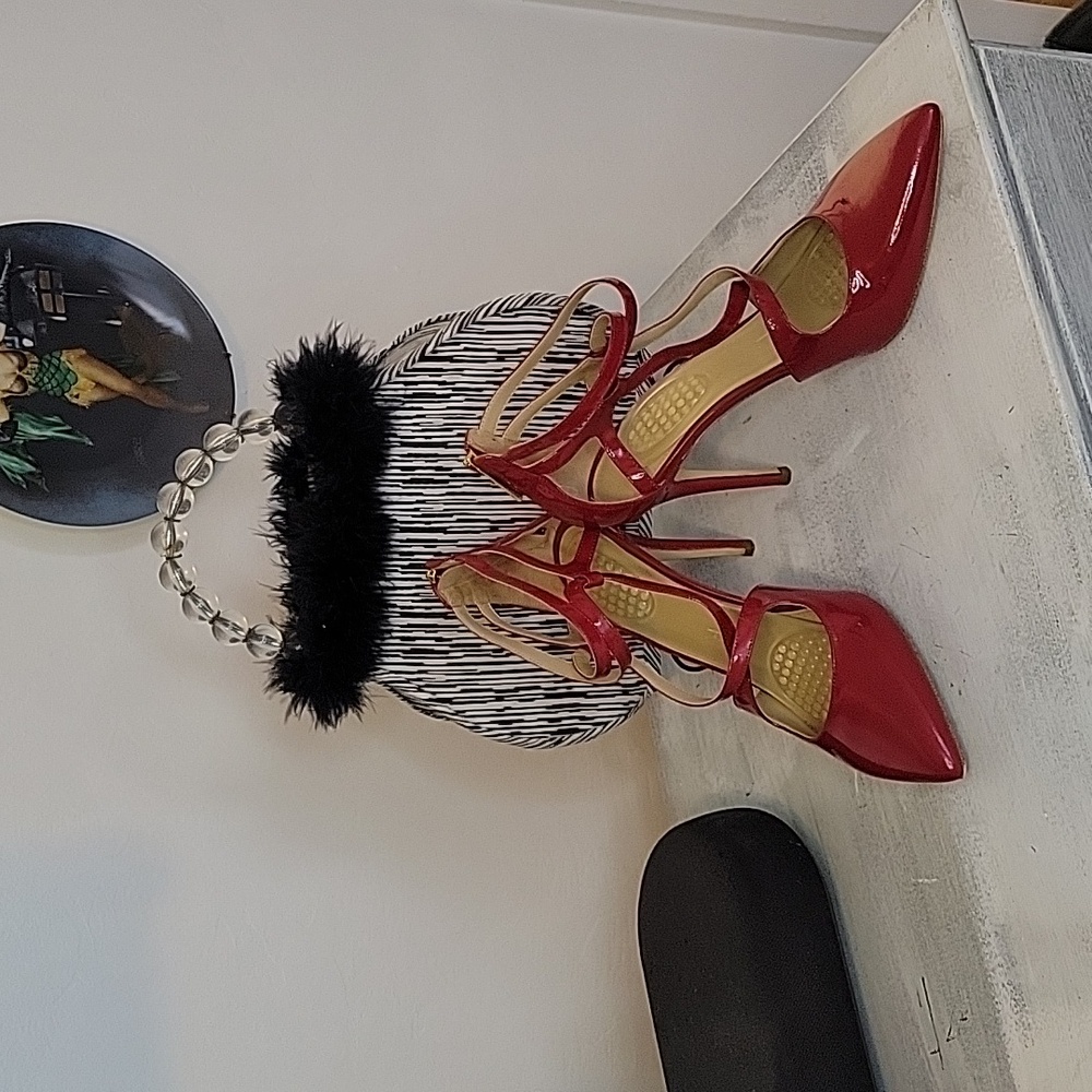 Michael Kors  Red Strappy Heels SZ 9M - Picture 7 of 10